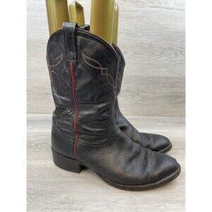 Tony Lama 2022 Men's Black Leather Cowboy Western Boot Red Piping Men's 10.5 D